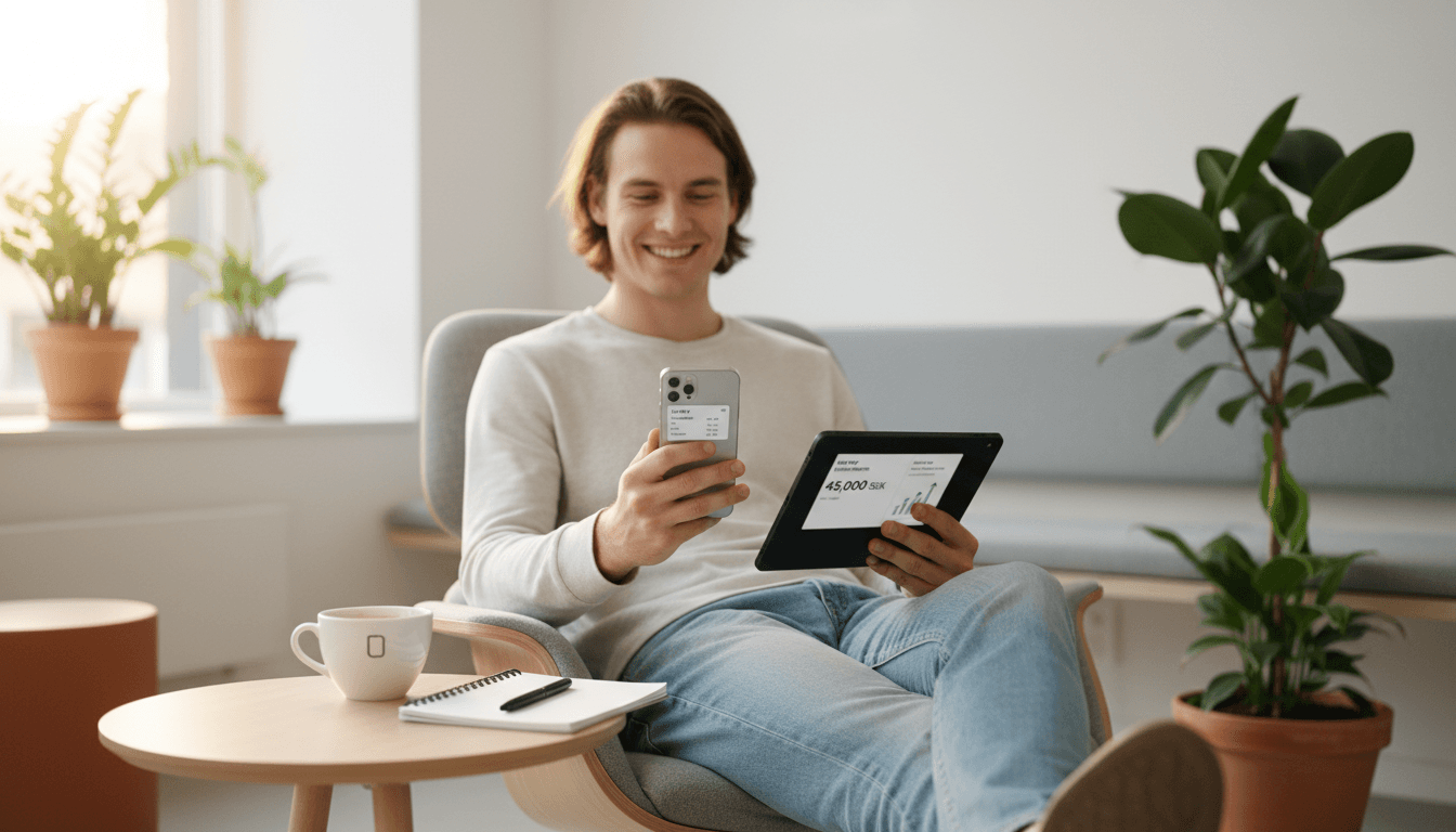 Employee accessing payroll information on mobile device